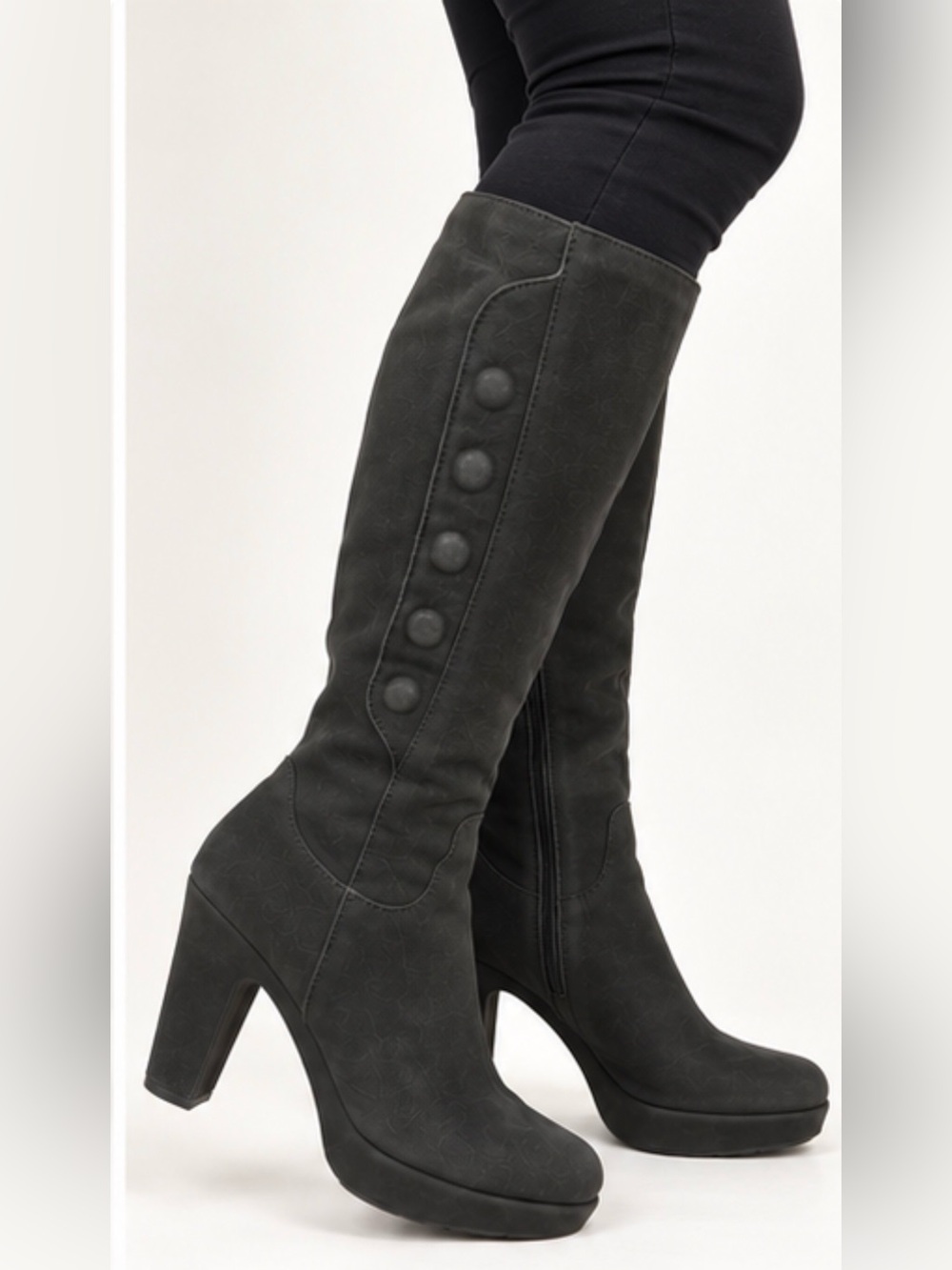GEOX Black Knee High Platform Heel Boots Size 37